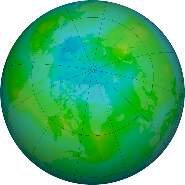 Arctic ozone map for 13 August 2009
